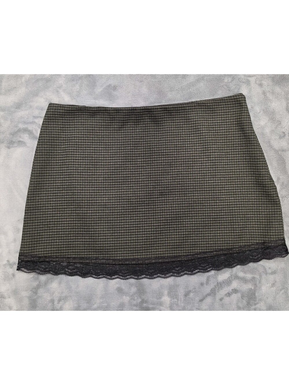 Bella Venice Lucille Skirt S Green Houndstooth Lace Trim Mini NWT